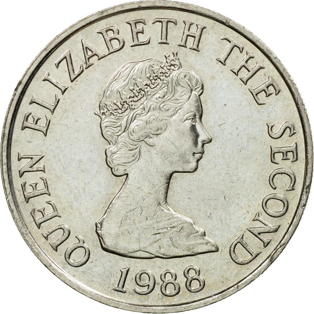 Coin, Jersey, Elizabeth II, 5 Pence, 1988, EF(40-45), Copper-nickel, KM:56.1