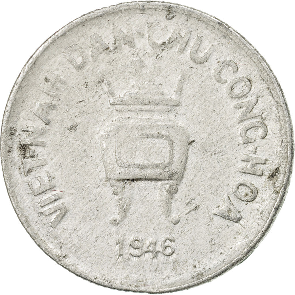 Coin, Vietnam, 5 Hao, 1946, Vantaa, EF(40-45), Aluminum, KM:2.1