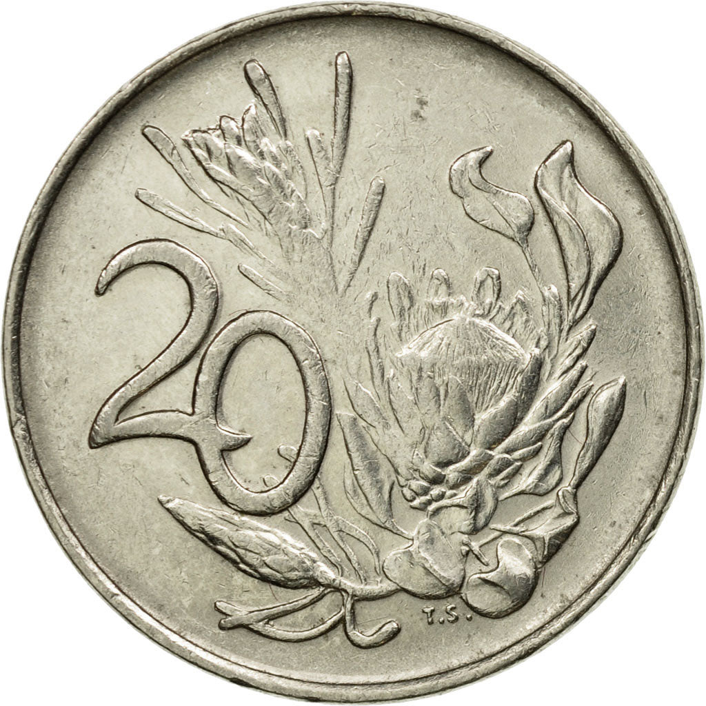 Coin, South Africa, 20 Cents, 1976, EF(40-45), Nickel, KM:95