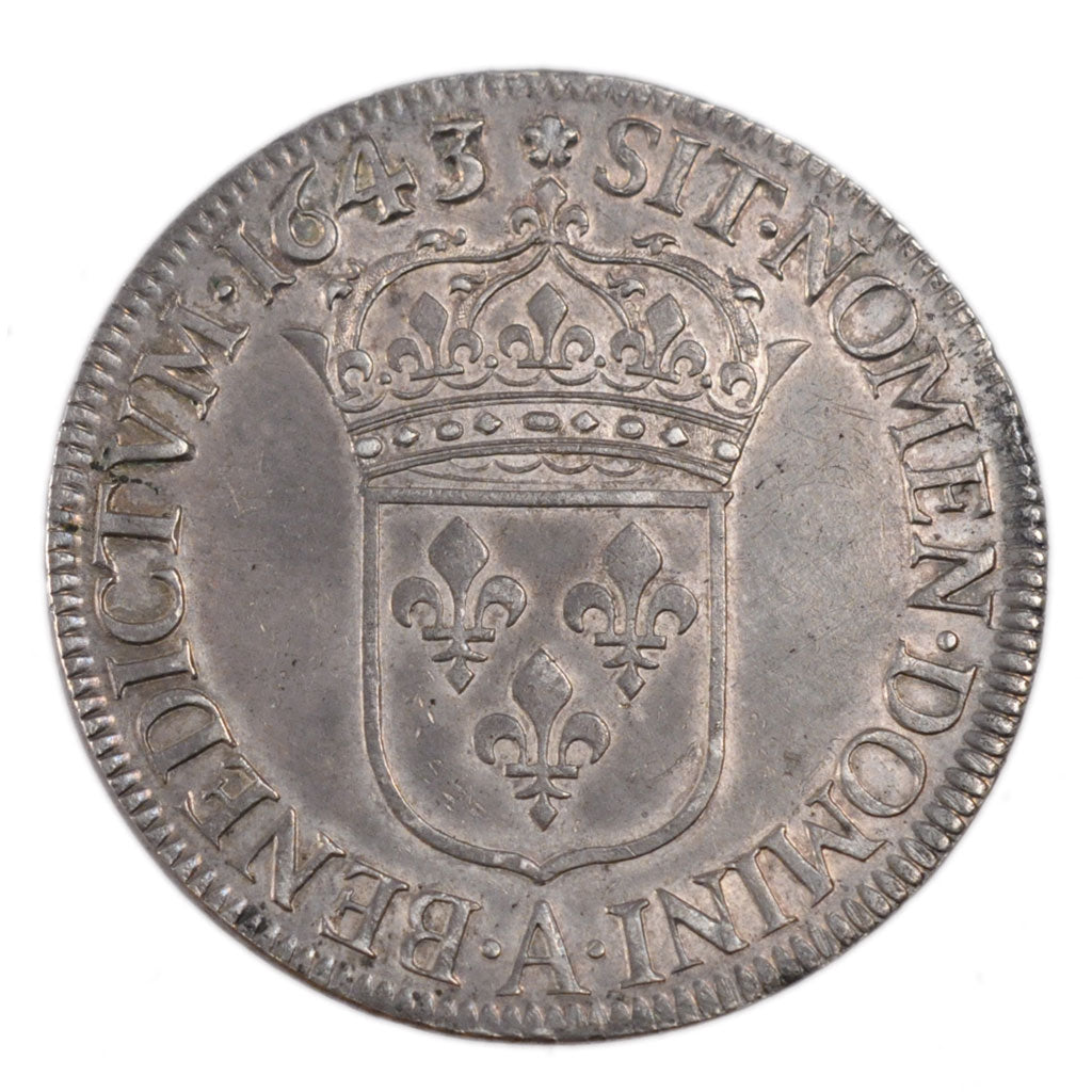 FRANCE, Ecu, 1643, Paris, AU(55-58), Silver, Gadoury #52, 27.30