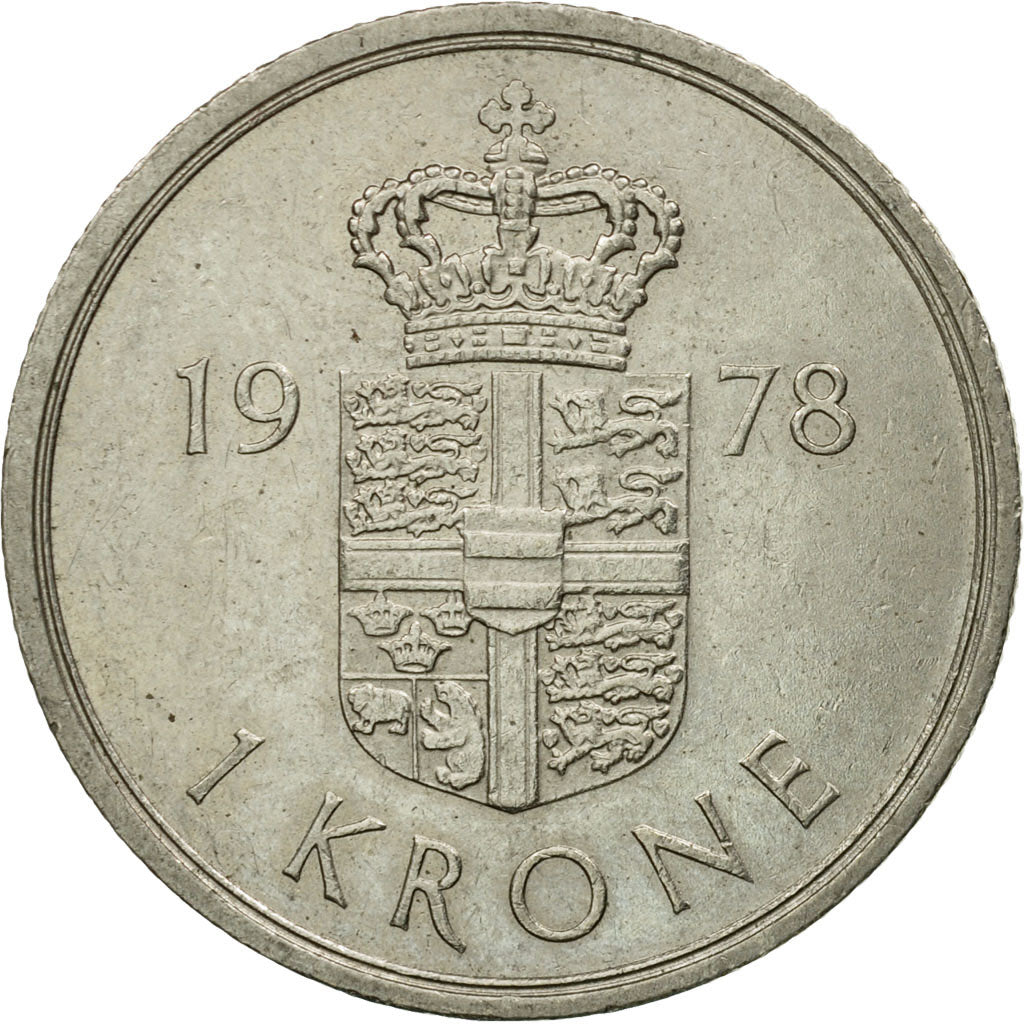 Coin, Denmark, Margrethe II, Krone, 1978, Copenhagen, EF(40-45), Copper-nickel