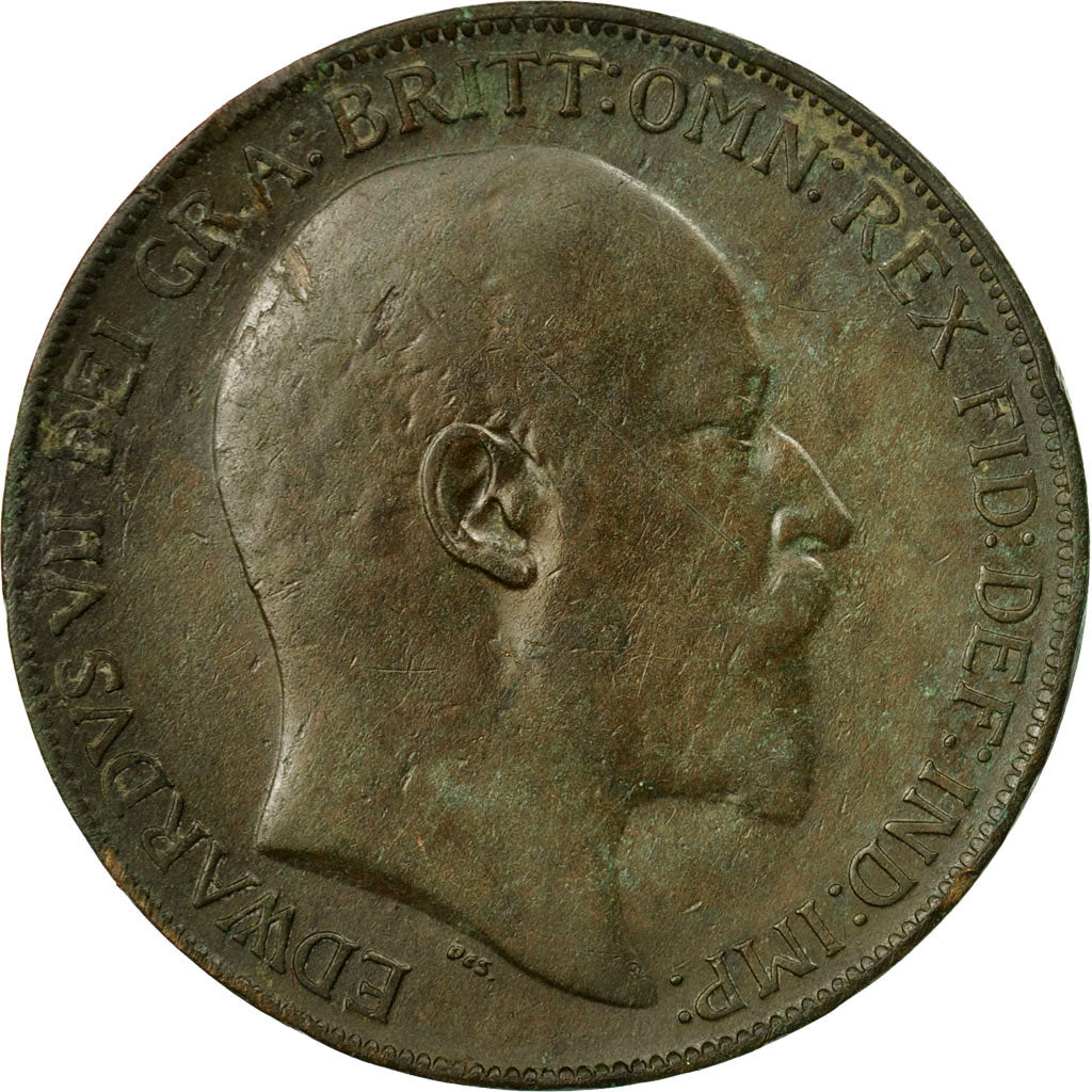 Coin, Great Britain, Edward VII, Penny, 1909, EF(40-45), Bronze, KM:794.2