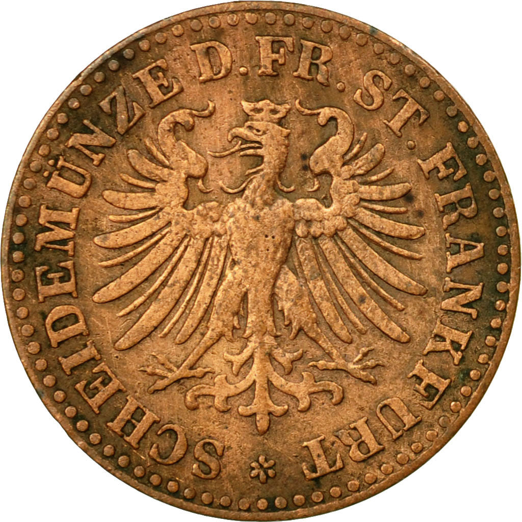 Coin, German States, FRANKFURT AM MAIN, Heller, 1863, EF(40-45), Copper, KM:356