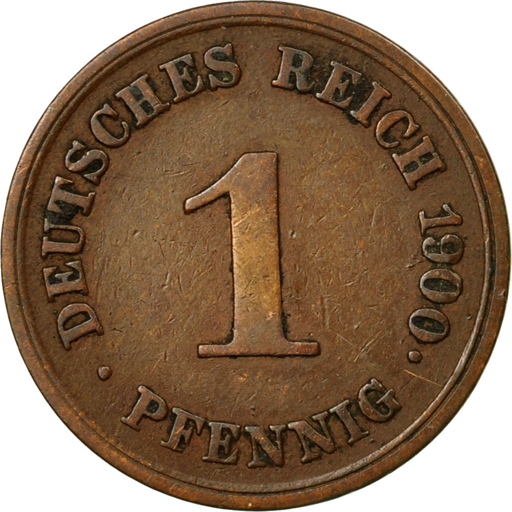 Coin, GERMANY - EMPIRE, Wilhelm II, Pfennig, 1900, Muldenhütten, EF(40-45)