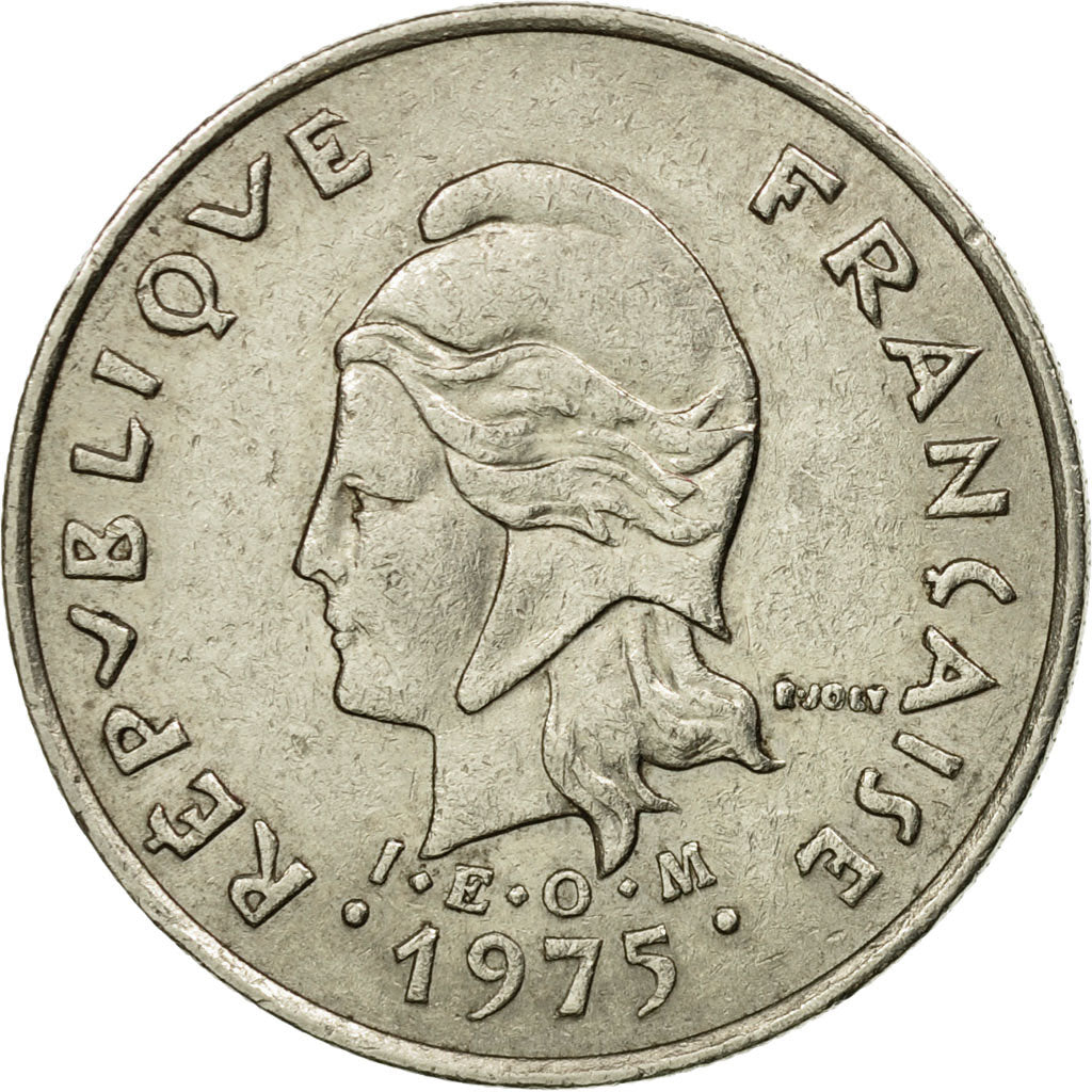 Moneta, Polinesia francese, 10 Francs, 1975, Paris, MB+, Nichel, KM:8