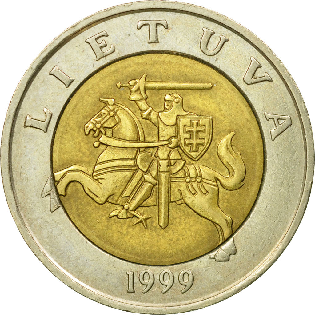 Coin, Lithuania, 5 Litai, 1999, EF(40-45), Bi-Metallic, KM:113