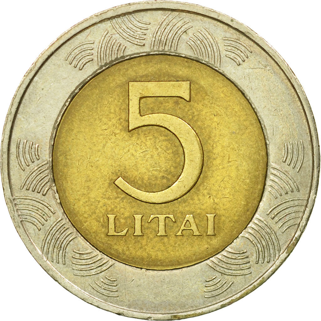 Coin, Lithuania, 5 Litai, 1999, EF(40-45), Bi-Metallic, KM:113