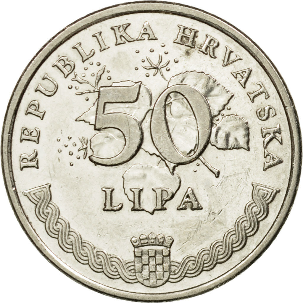 Moneta, Chorwacja, 50 Lipa, 2003, AU(50-53), Nickel platerowany stalą, KM:8