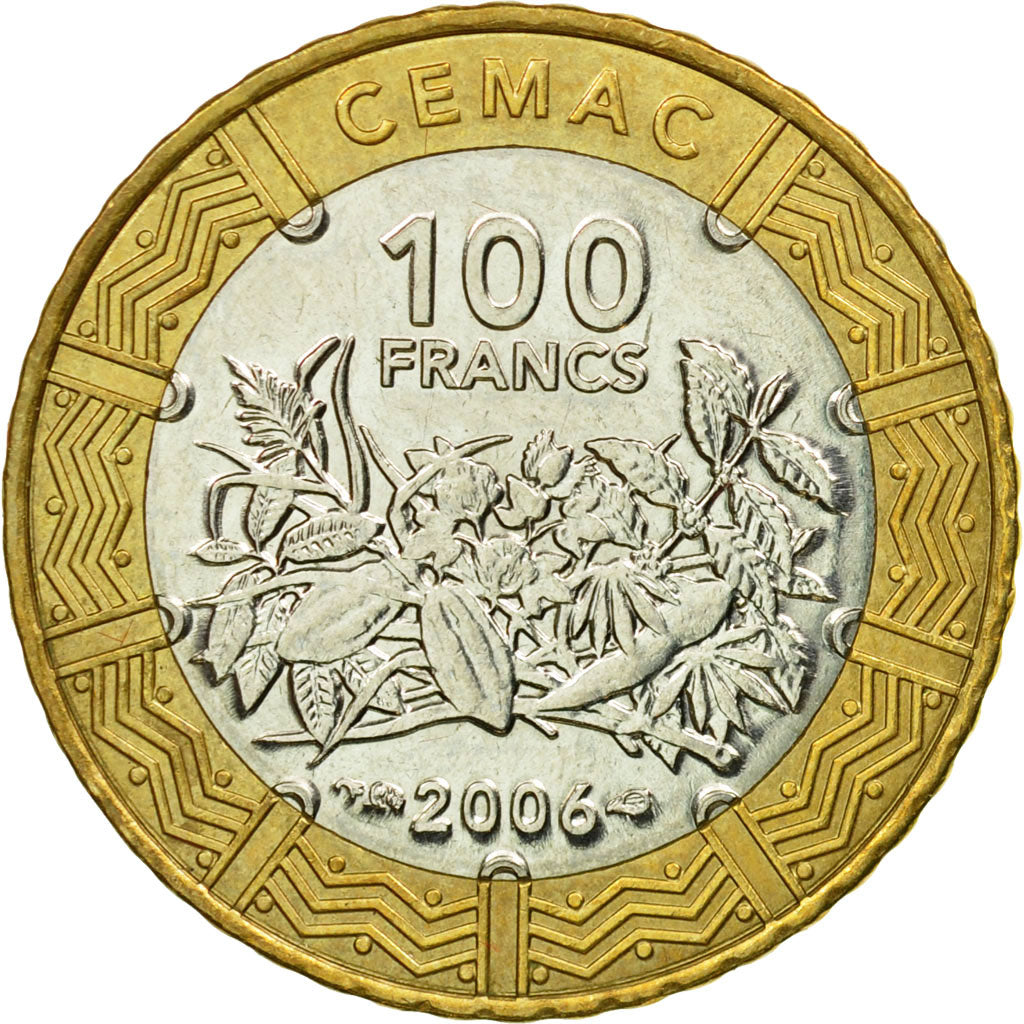 Coin, Central African States, 100 Francs, 2006, Paris, AU(50-53), Bi-Metallic