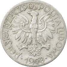 Coin, Poland, 5 Zlotych, 1958, Warsaw, EF(40-45), Aluminum, KM:47