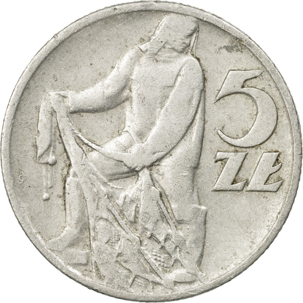 Coin, Poland, 5 Zlotych, 1958, Warsaw, EF(40-45), Aluminum, KM:47