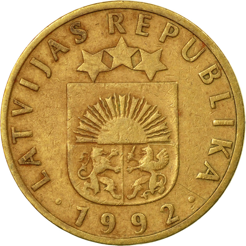 Coin, Latvia, 10 Santimu, 1992, VF(30-35), Nickel-brass, KM:17