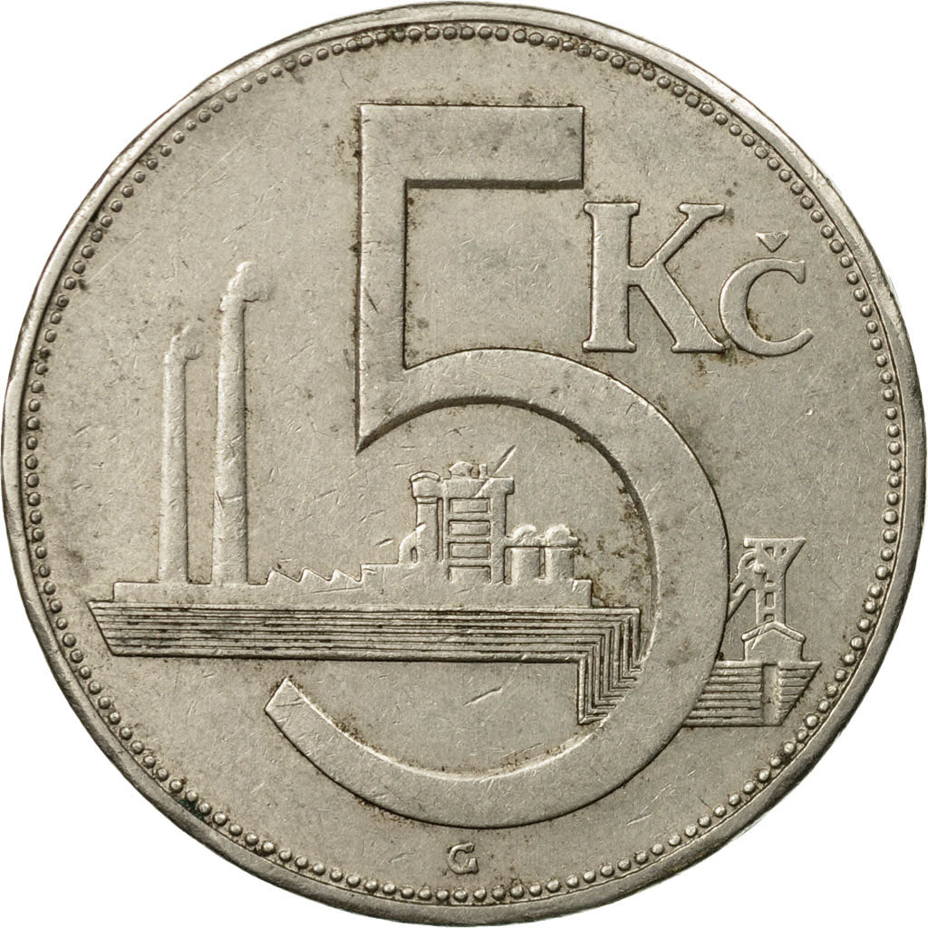 Coin, Czechoslovakia, 5 Korun, 1938, VF(30-35), Nickel, KM:11a