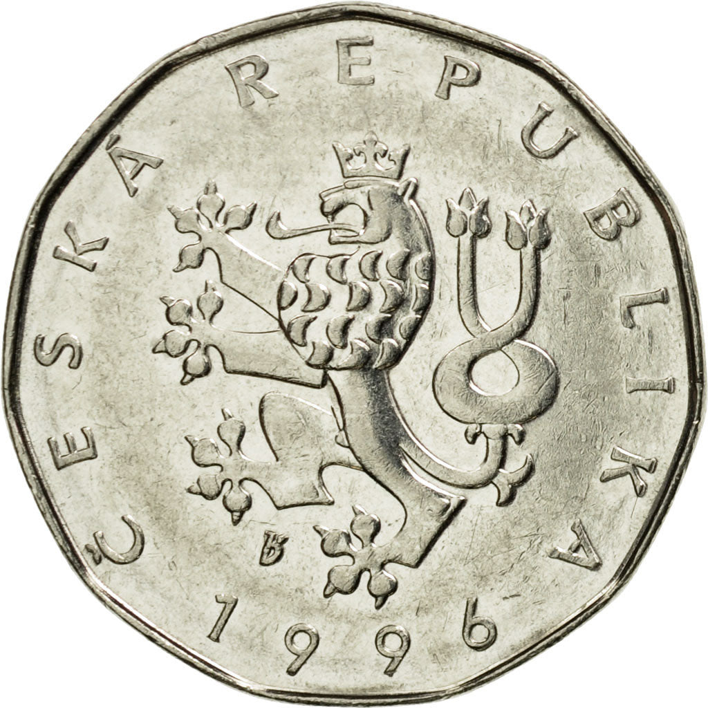 Münze, Tschechische Republik, 2 Koruny, 1996, SS, Nickel plated steel, KM:9