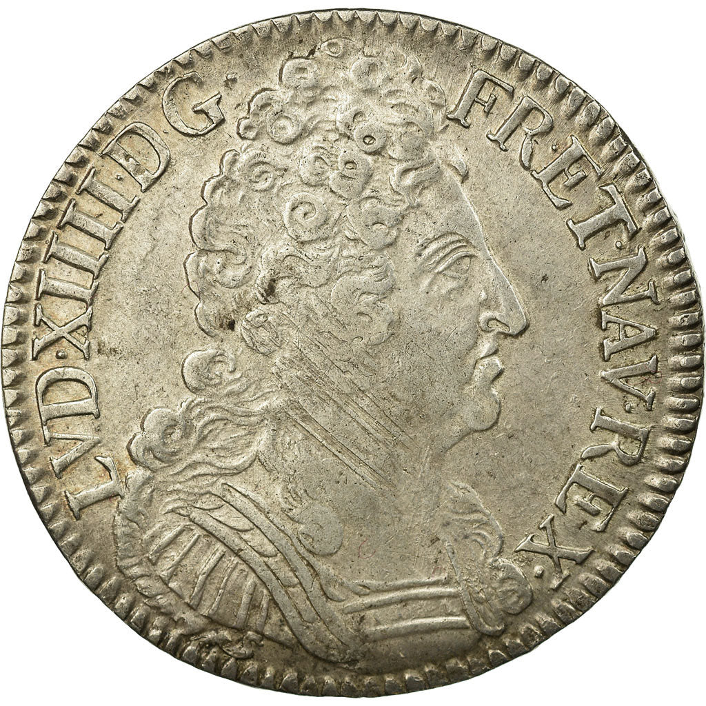 Moneda, Francia, Louis XIV, Écu aux 3 couronnes, Ecu, 1709, Rouen, MBC, Plata