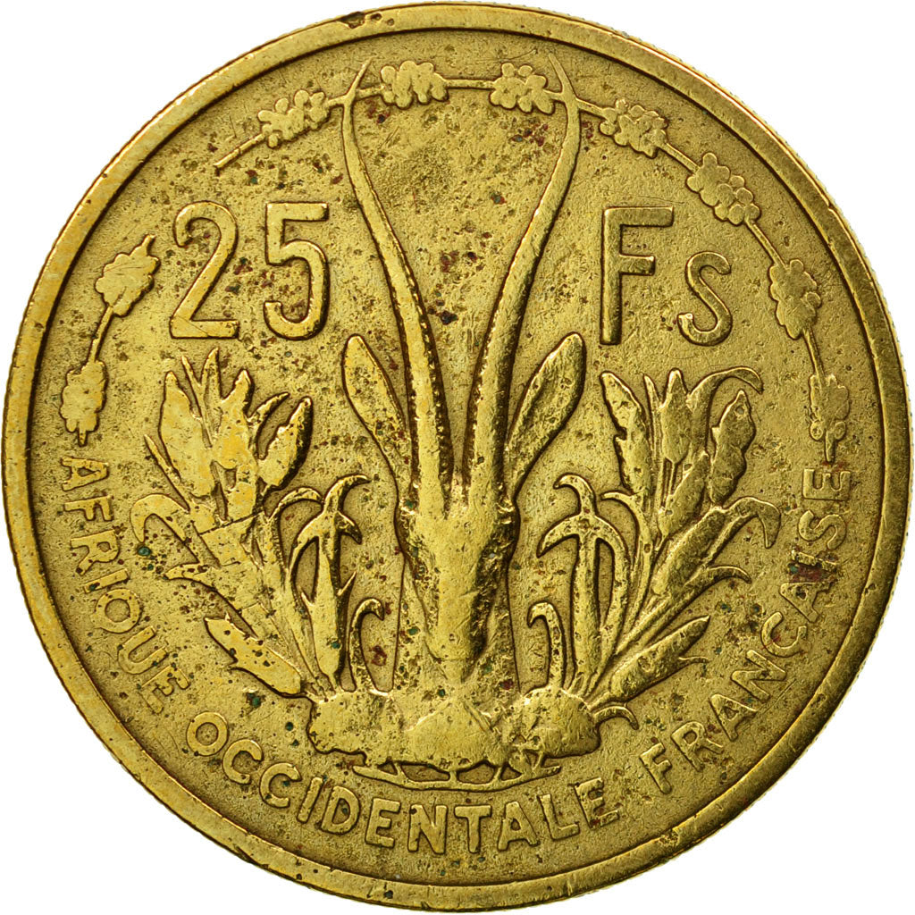 Moneda, África oriental francesa, 25 Francs, 1956, Paris, BC+, Aluminio -