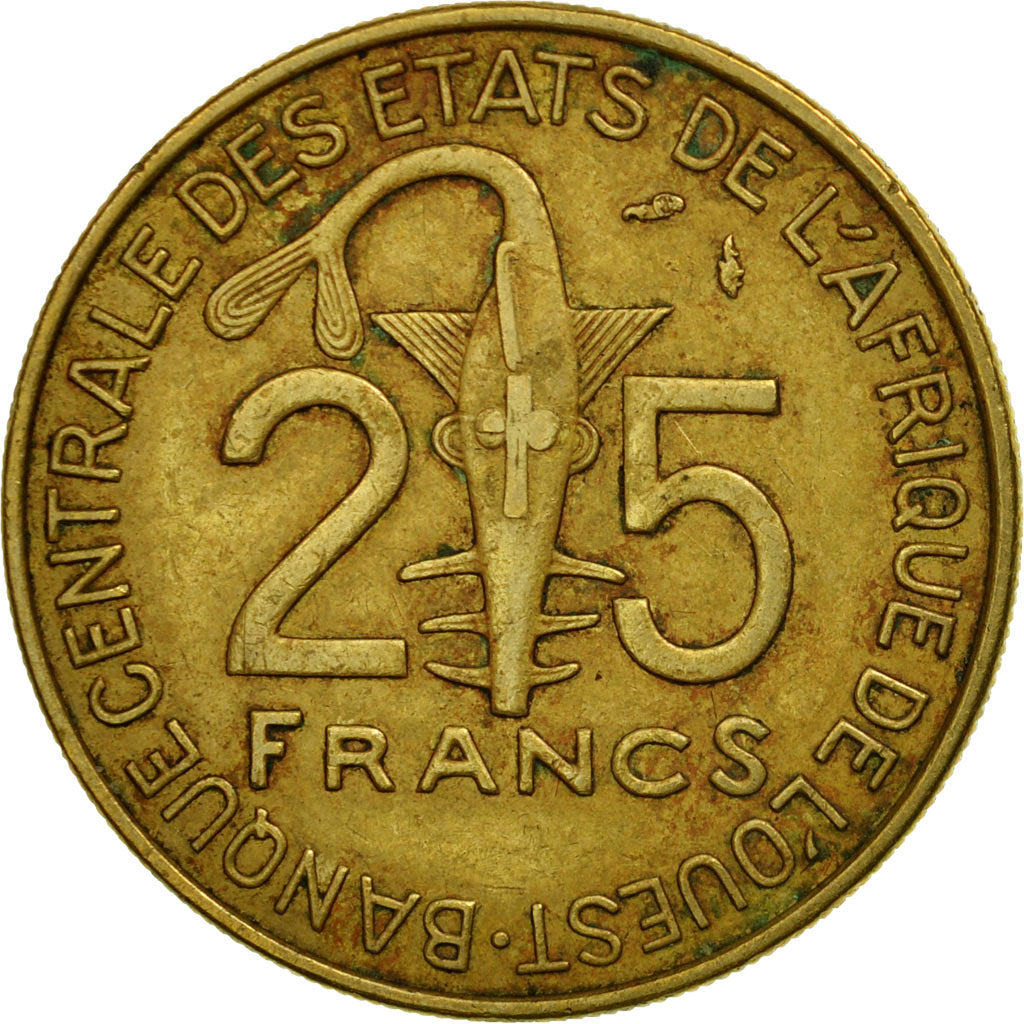 Coin, West African States, 25 Francs, 1987, Paris, EF(40-45), Aluminum-Bronze