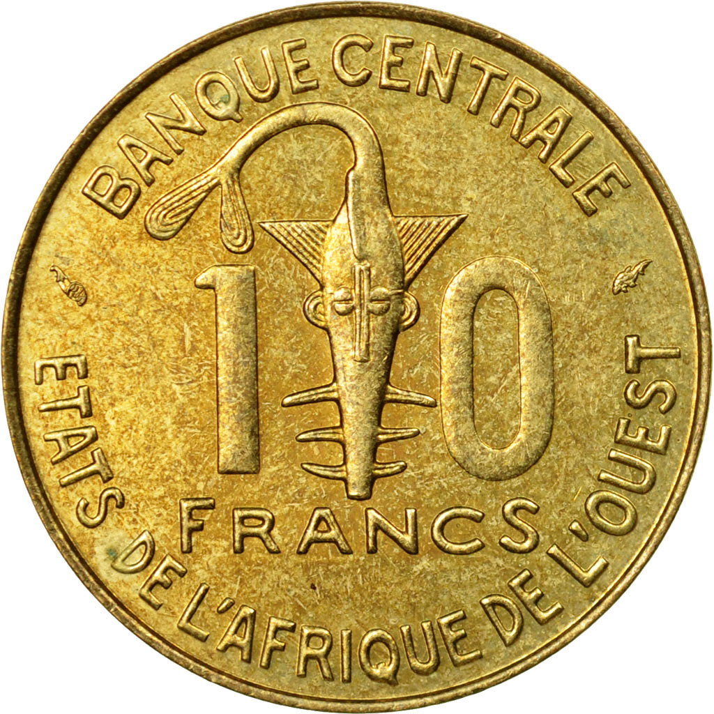 Coin, West African States, 10 Francs, 1990, Paris, EF(40-45), Aluminum-Bronze