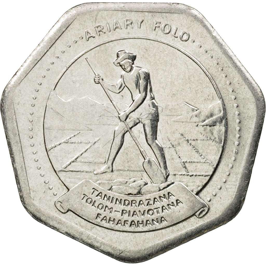 Moneda, Madagascar, 10 Ariary, 1992, Royal Canadian Mint, EBC, Acero inoxidable
