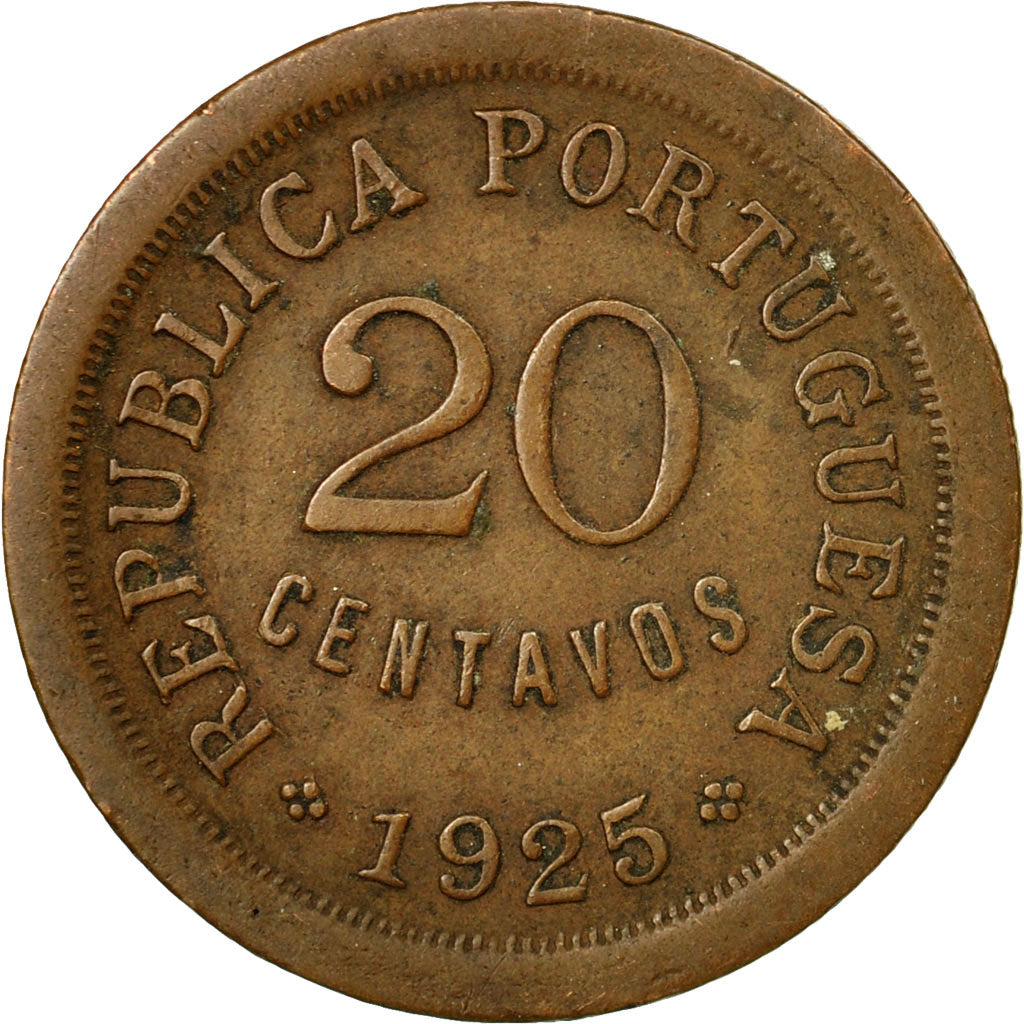 Coin, Portugal, 20 Centavos, 1925, EF(40-45), Bronze, KM:574