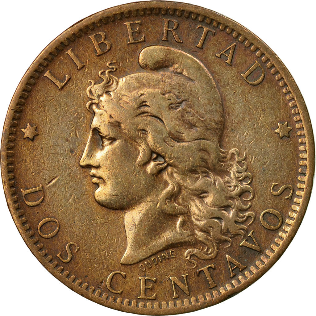 Coin, Argentina, 2 Centavos, 1885, EF(40-45), Bronze, KM:33