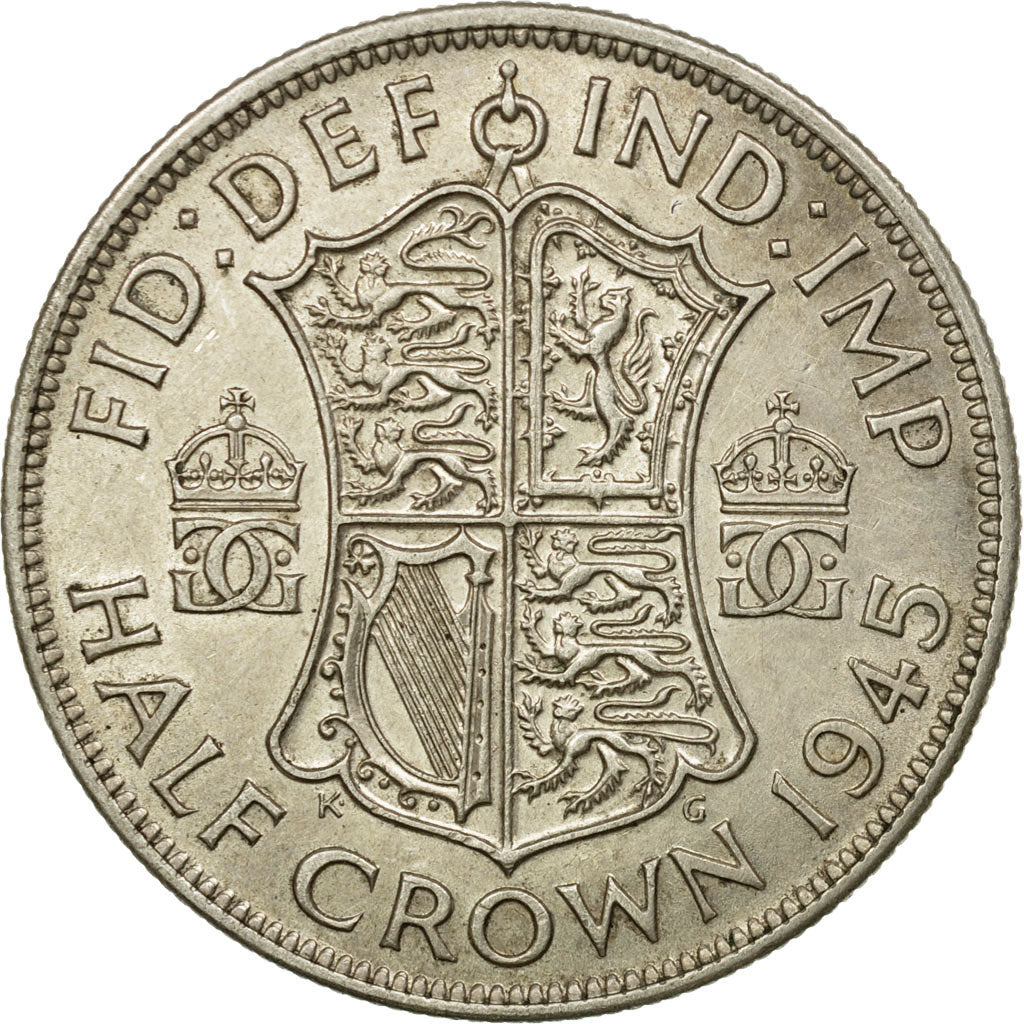 Coin, Great Britain, George VI, 1/2 Crown, 1945, EF(40-45), Silver, KM:856