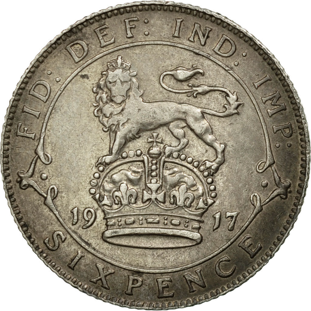 Coin, Great Britain, George V, 6 Pence, 1917, EF(40-45), Silver, KM:815