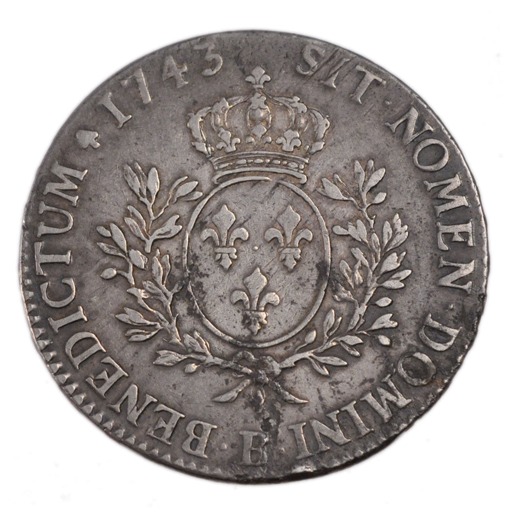 FRANCE, Écu au bandeau, Ecu, 1743, Rouen, EF(40-45), Silver, Gadoury #322, 29.20
