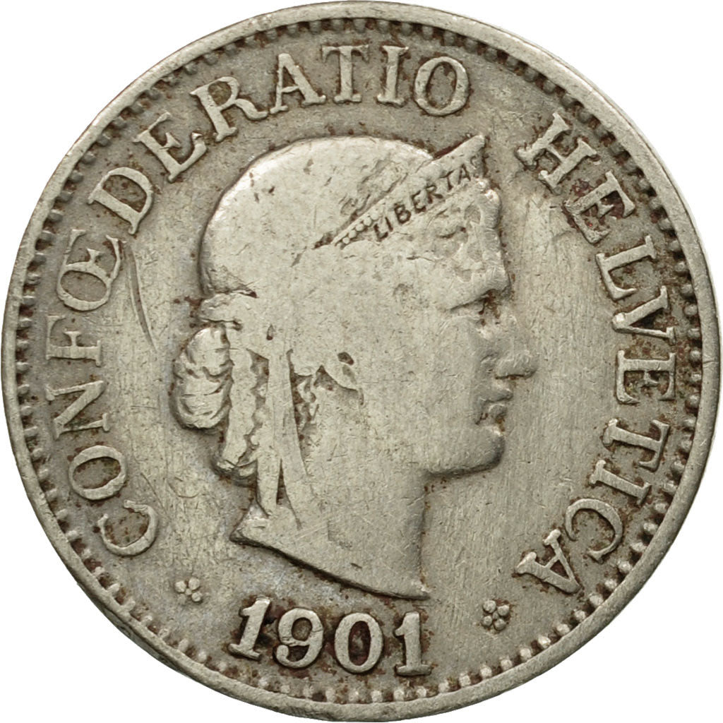 Münze, Schweiz, 10 Rappen, 1901, Bern, SS, Copper-nickel, KM:27