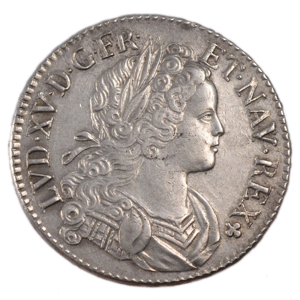 FRANCE, Écu de France-Navarre, ECU, 1718, Paris, KM #435.1, AU(50-53), Silver, .