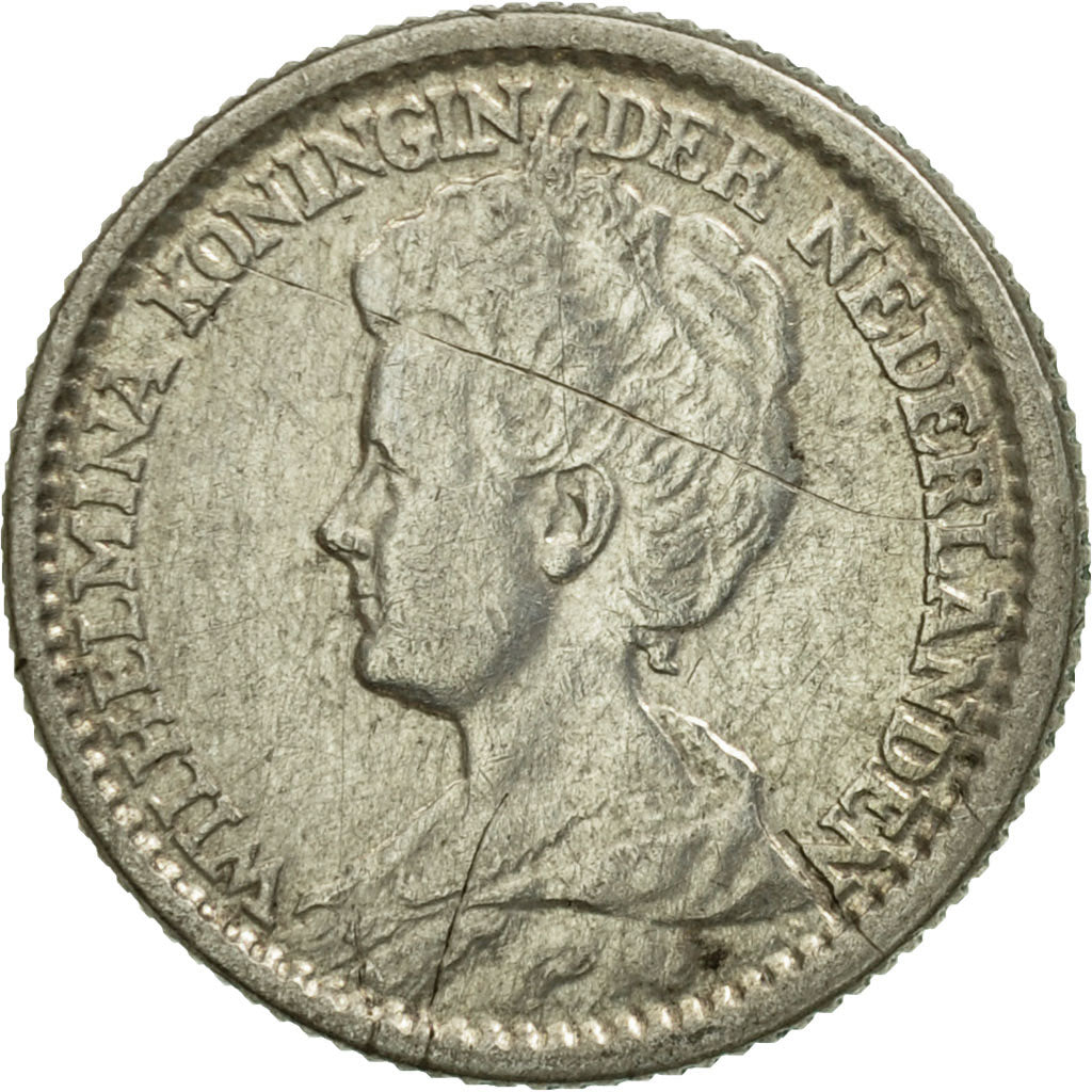 Coin, Netherlands, Wilhelmina I, 25 Cents, 1918, EF(40-45), Silver, KM:146