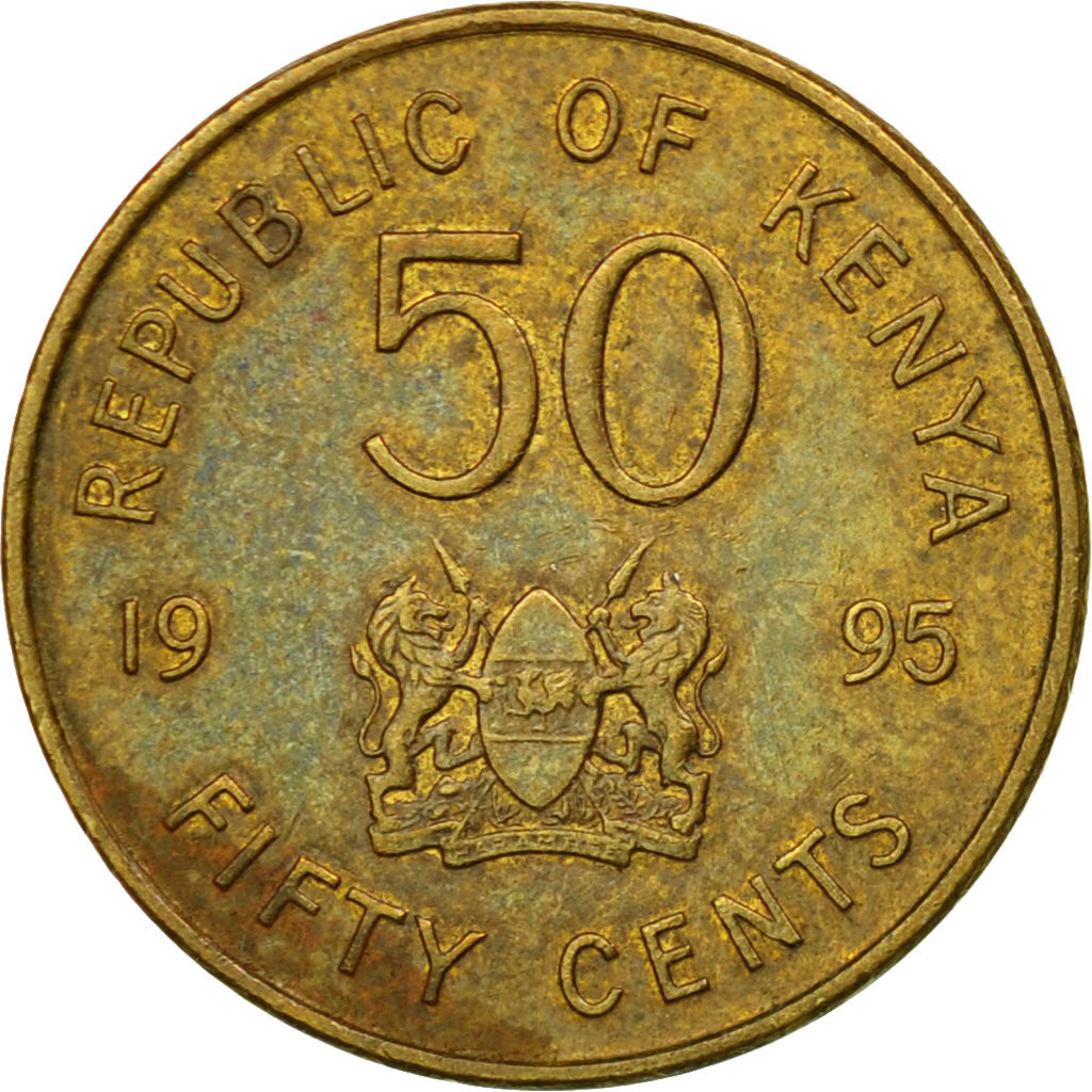 Coin, Kenya, 50 Cents, 1995, VF(30-35), Brass plated steel, KM:28