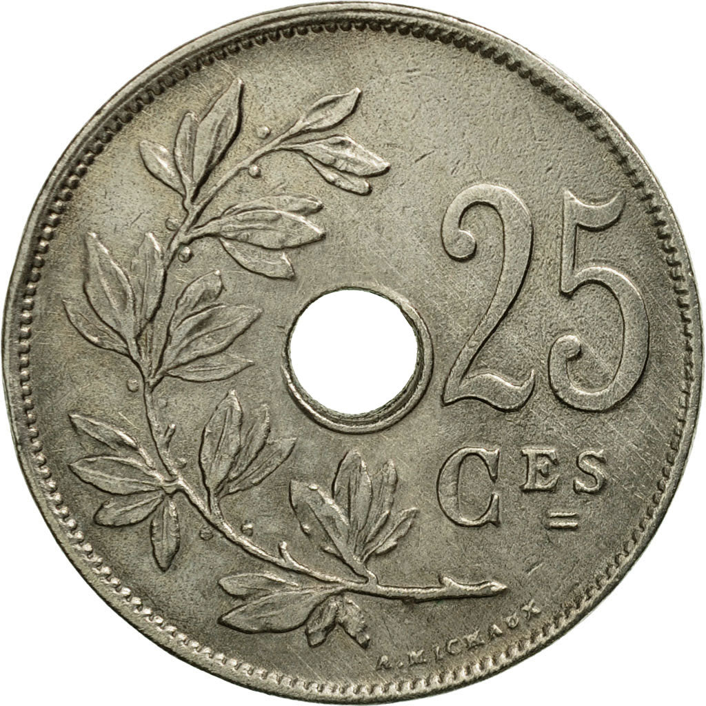 Coin, Belgium, 25 Centimes, 1920, AU(50-53), Copper-nickel, KM:68.2