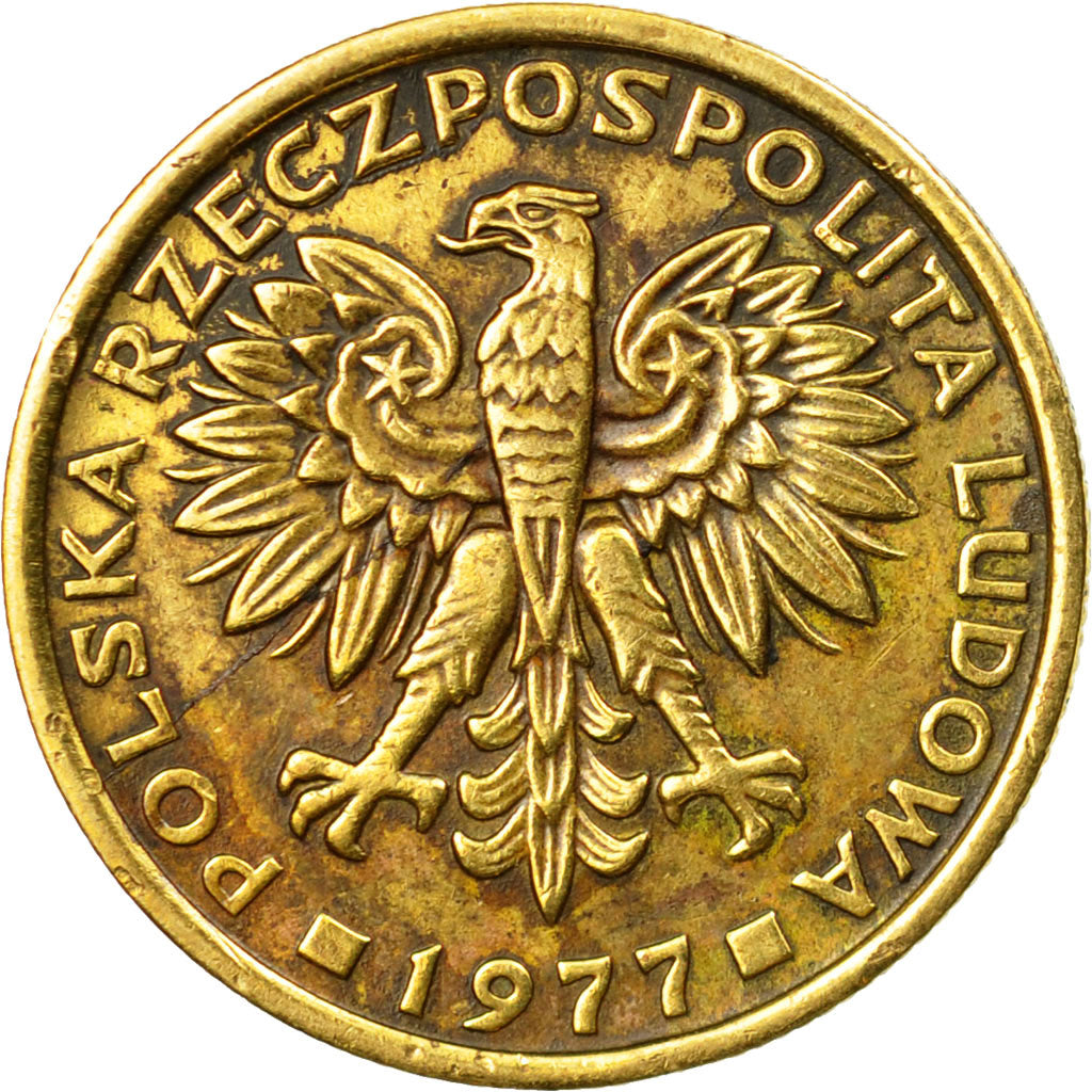 Coin, Poland, 2 Zlote, 1977, Warsaw, EF(40-45), Brass, KM:80.1