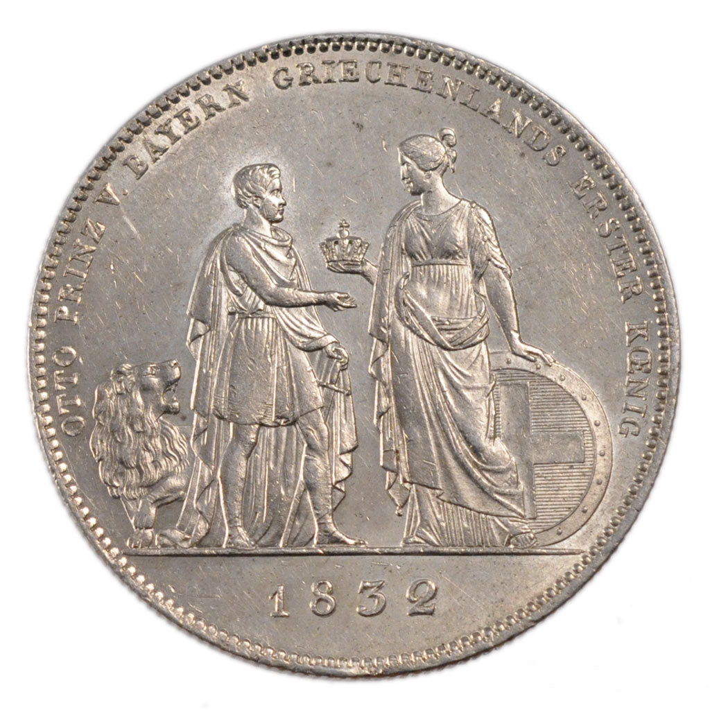 German States, BAVARIA, Ludwig I, Thaler, 1832, PCGS AU58, KM:761