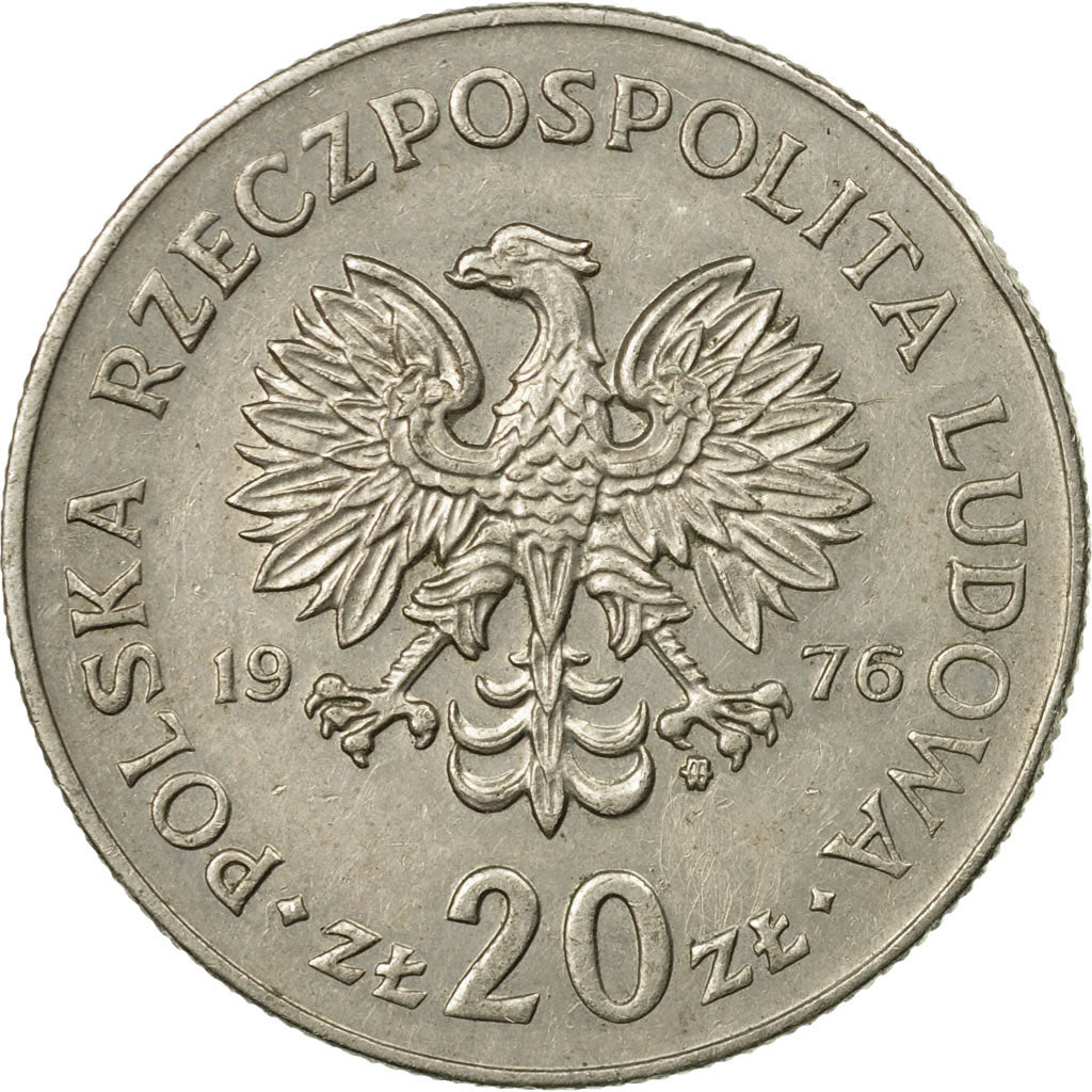 Coin, Poland, 20 Zlotych, 1976, Warsaw, VF(30-35), Copper-nickel, KM:69