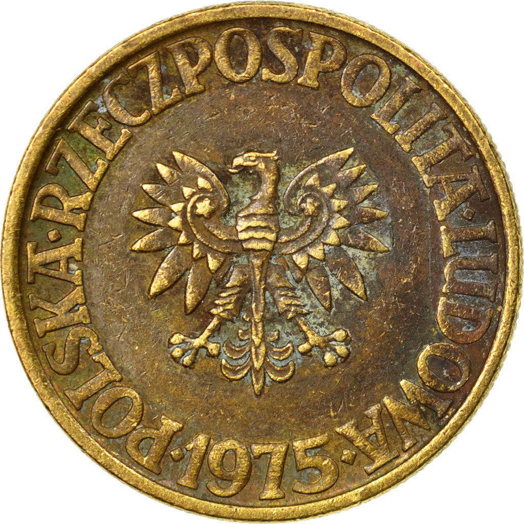 Coin, Poland, 5 Zlotych, 1975, Warsaw, VF(20-25), Brass, KM:81.1