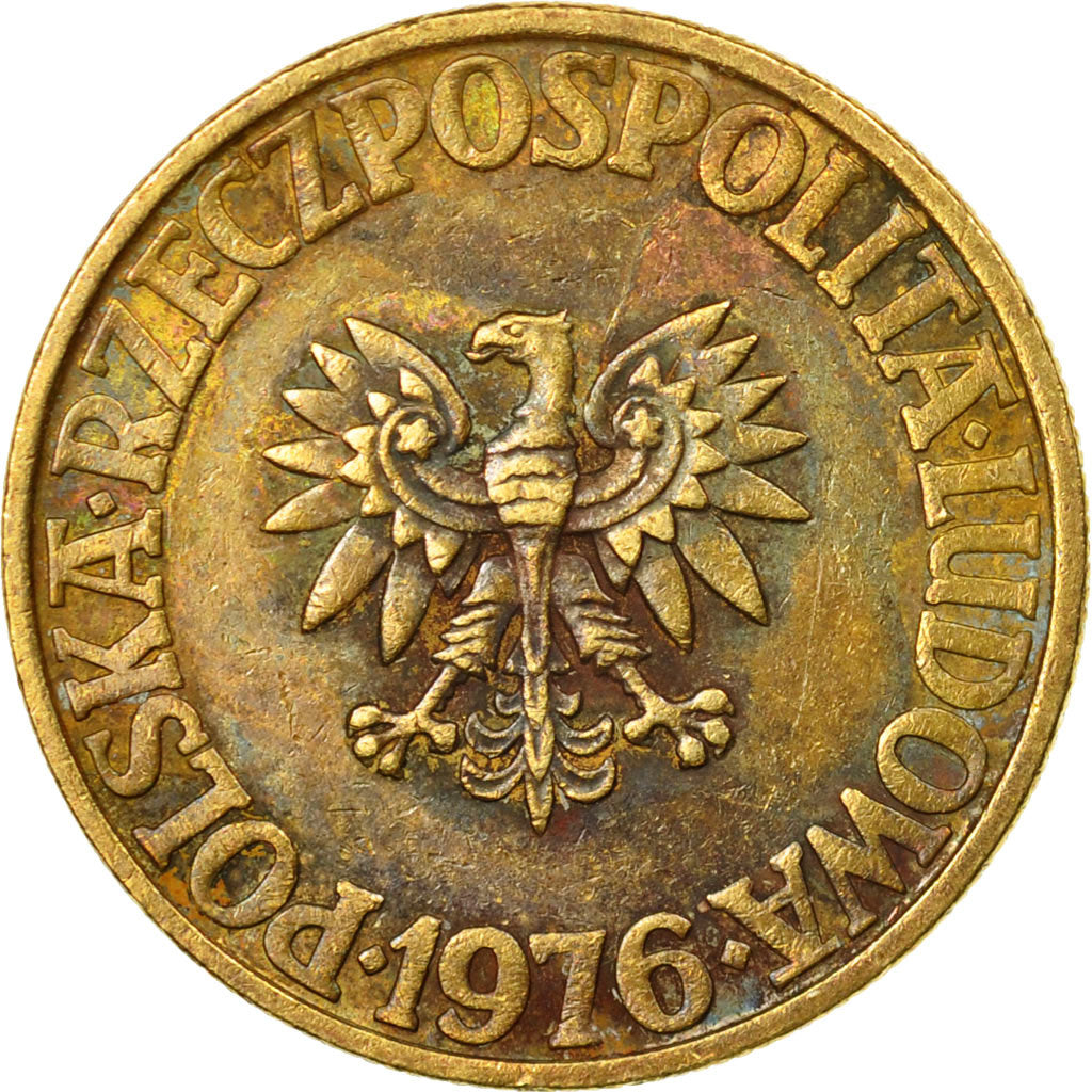 Coin, Poland, 5 Zlotych, 1976, Warsaw, VF(20-25), Brass, KM:81.1
