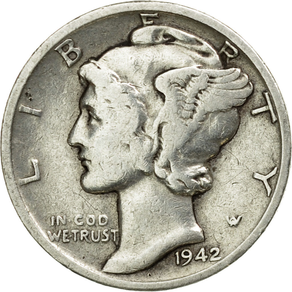 Moneda, Estados Unidos, Mercury Dime, Dime, 1942, U.S. Mint, Philadelphia, MBC