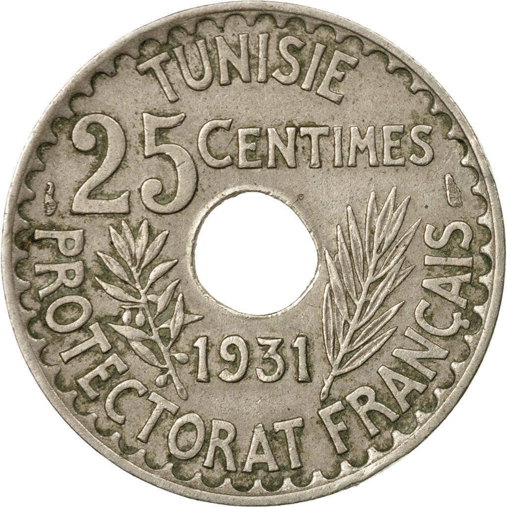Coin, Tunisia, Ahmad Pasha Bey, 25 Centimes, 1931, Paris, EF(40-45)