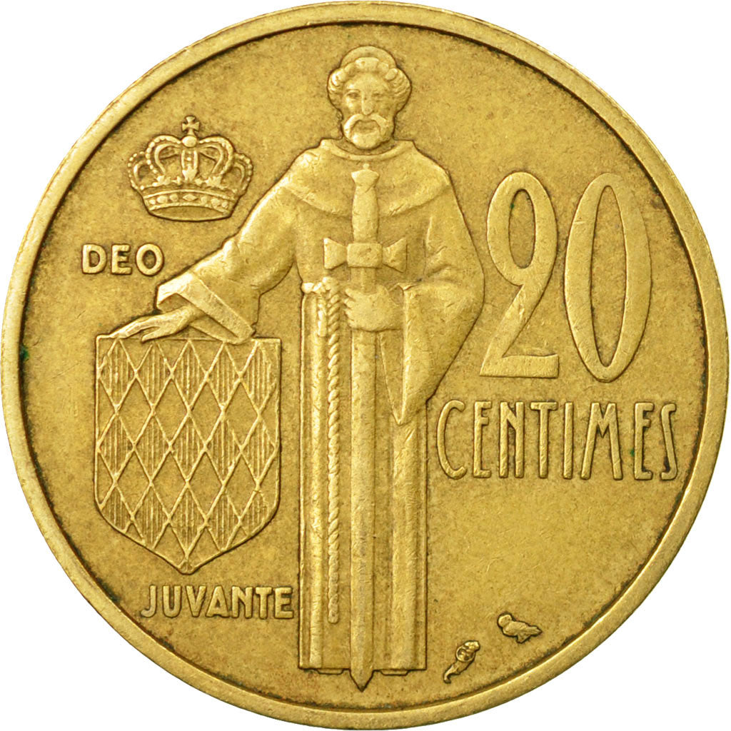 Coin, Monaco, Rainier III, 20 Centimes, 1962, VF(30-35), Aluminum-Bronze, KM:143