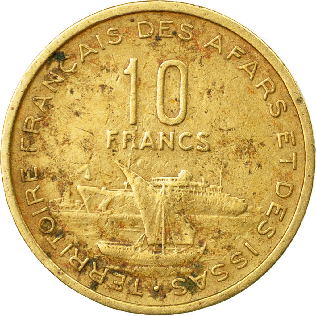 Moneda, TERRITORIO FRANCÉS DE LOS AFARS E ISSAS, 10 Francs, 1969, Paris, BC+