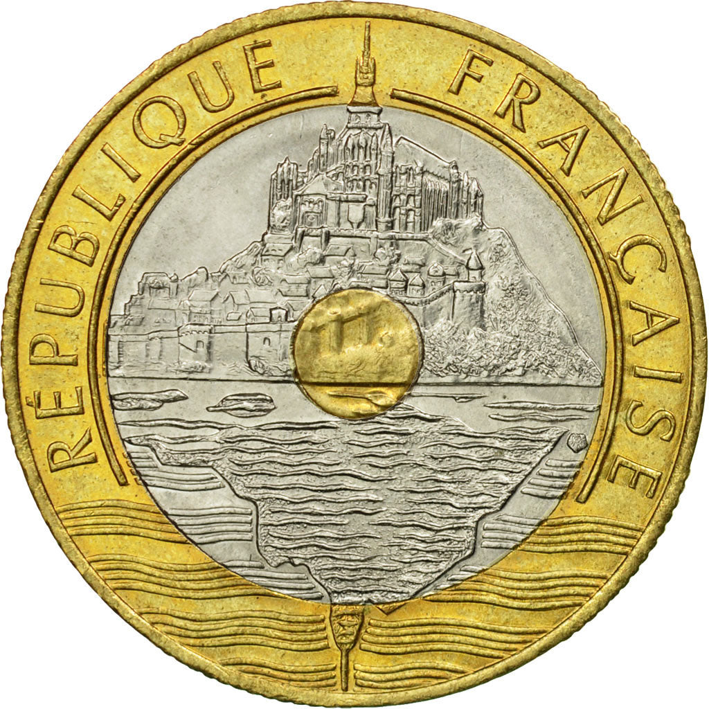 Monnaie, France, Mont Saint Michel, 20 Francs, 1992, Paris, TB+, Tri-Metallic