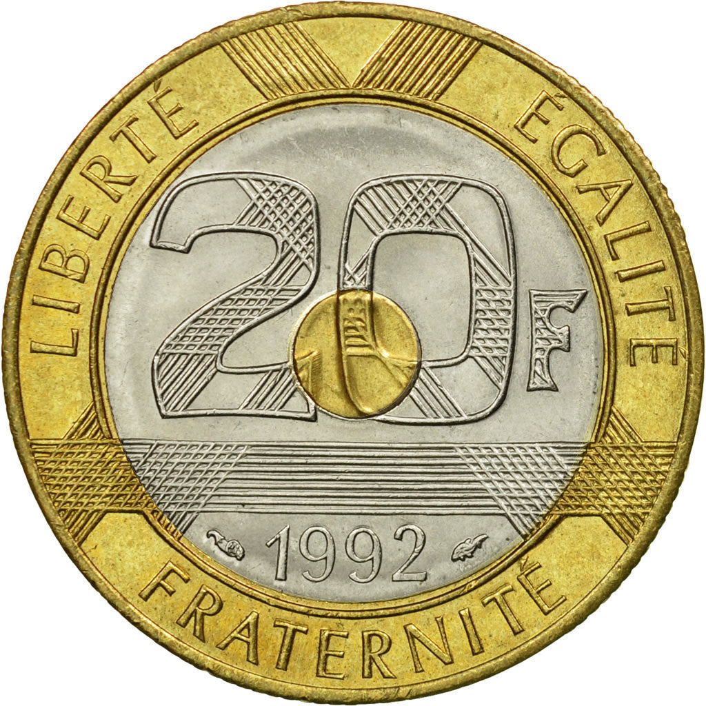 Monnaie, France, Mont Saint Michel, 20 Francs, 1992, Paris, TB+, Tri-Metallic