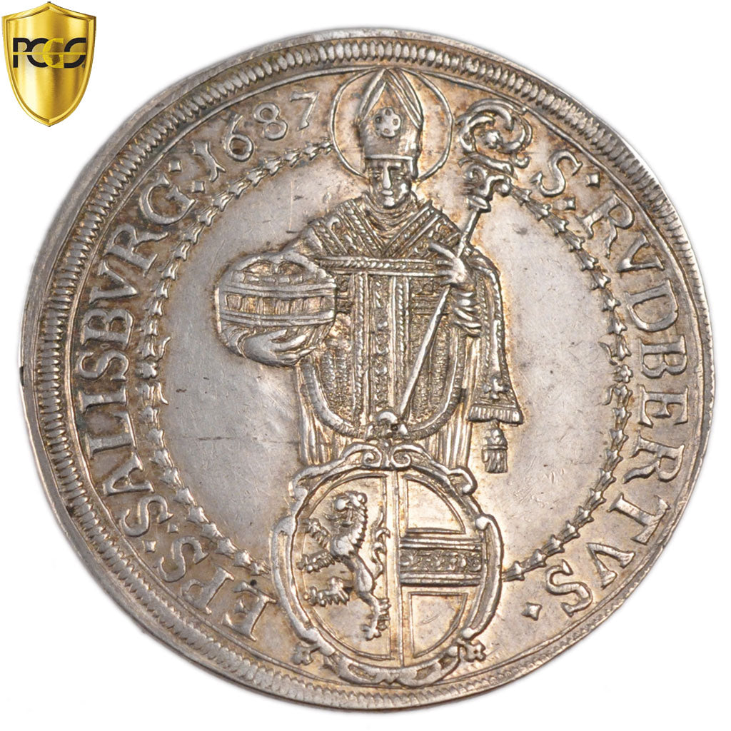 AUSTRIAN STATES, SALZBURG, Thaler, 1687, PCGS AU55, KM:254