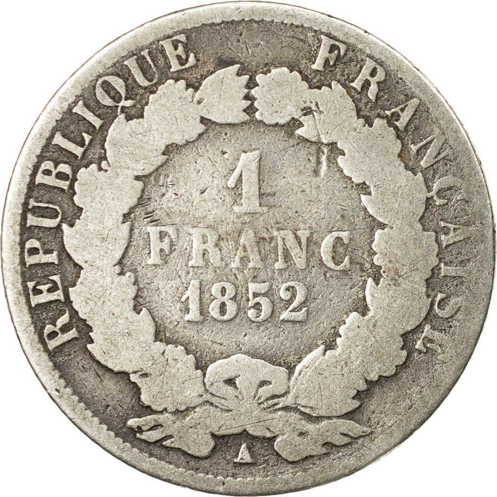 Coin, France, Napoleon III, Napoléon III, Franc, 1852, Paris, F(12-15), Silver