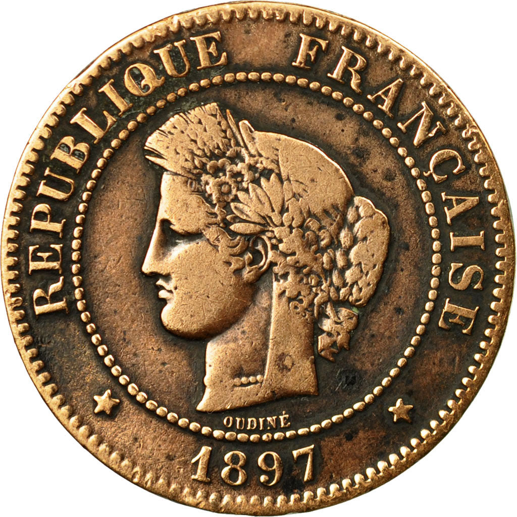Coin, France, Cérès, 5 Centimes, 1897, Paris, VF(30-35), Bronze, KM:821.1, Le