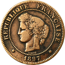 Coin, France, Cérès, 5 Centimes, 1897, Paris, VF(30-35), Bronze, KM:821.1, Le