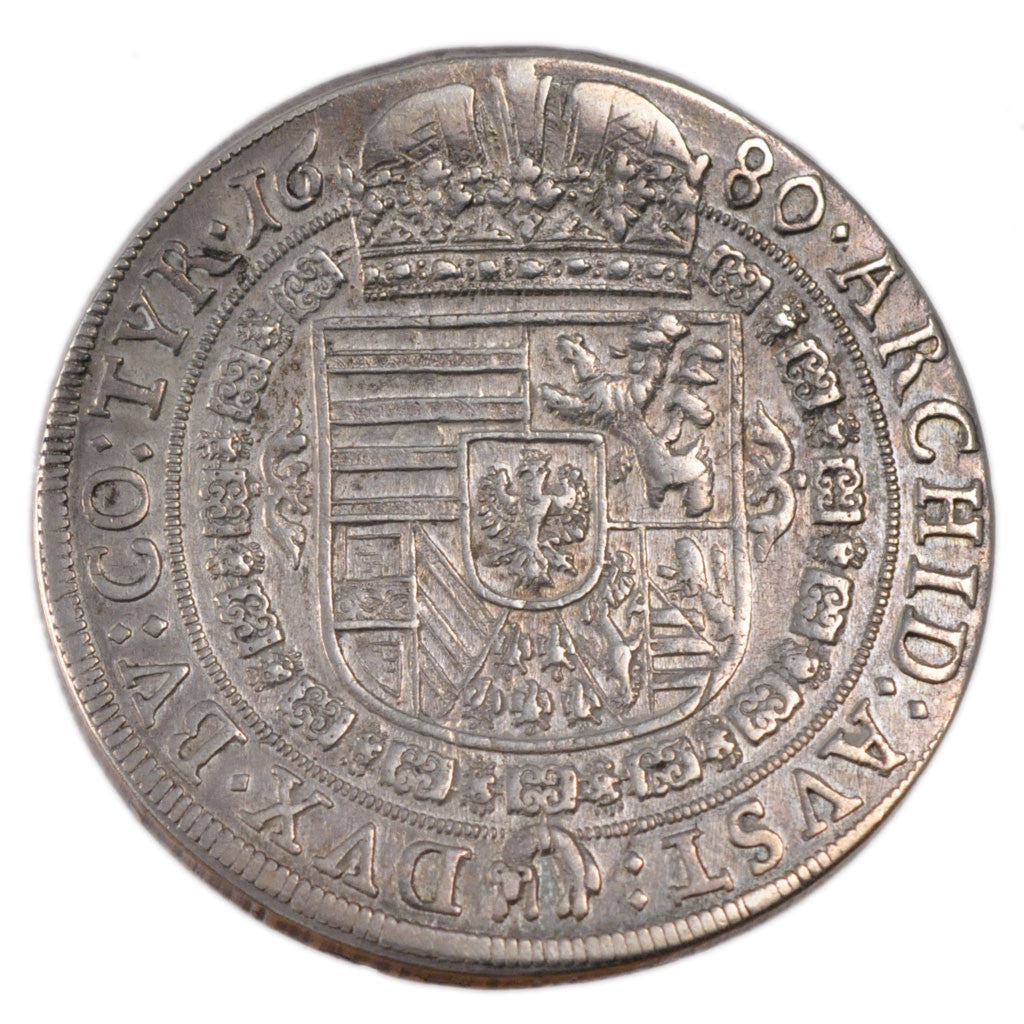 AUSTRIA, Thaler, 1680, Hall, KM #1303.1, MS(60-62), Silver, 28.30