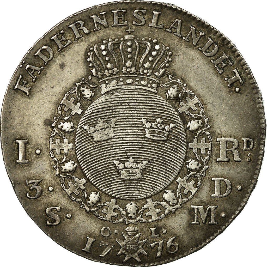 Coin, Sweden, Gustaf III, Riksdaler, 1776, AU(50-53), Silver, KM:514